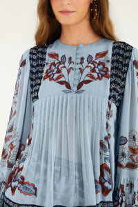 DIFFUSELY_Marcelle Soft Blue Blouse - Marcelle Soft Blue