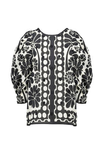 Blouse à manches bouffantes Palermo en coton - Noir