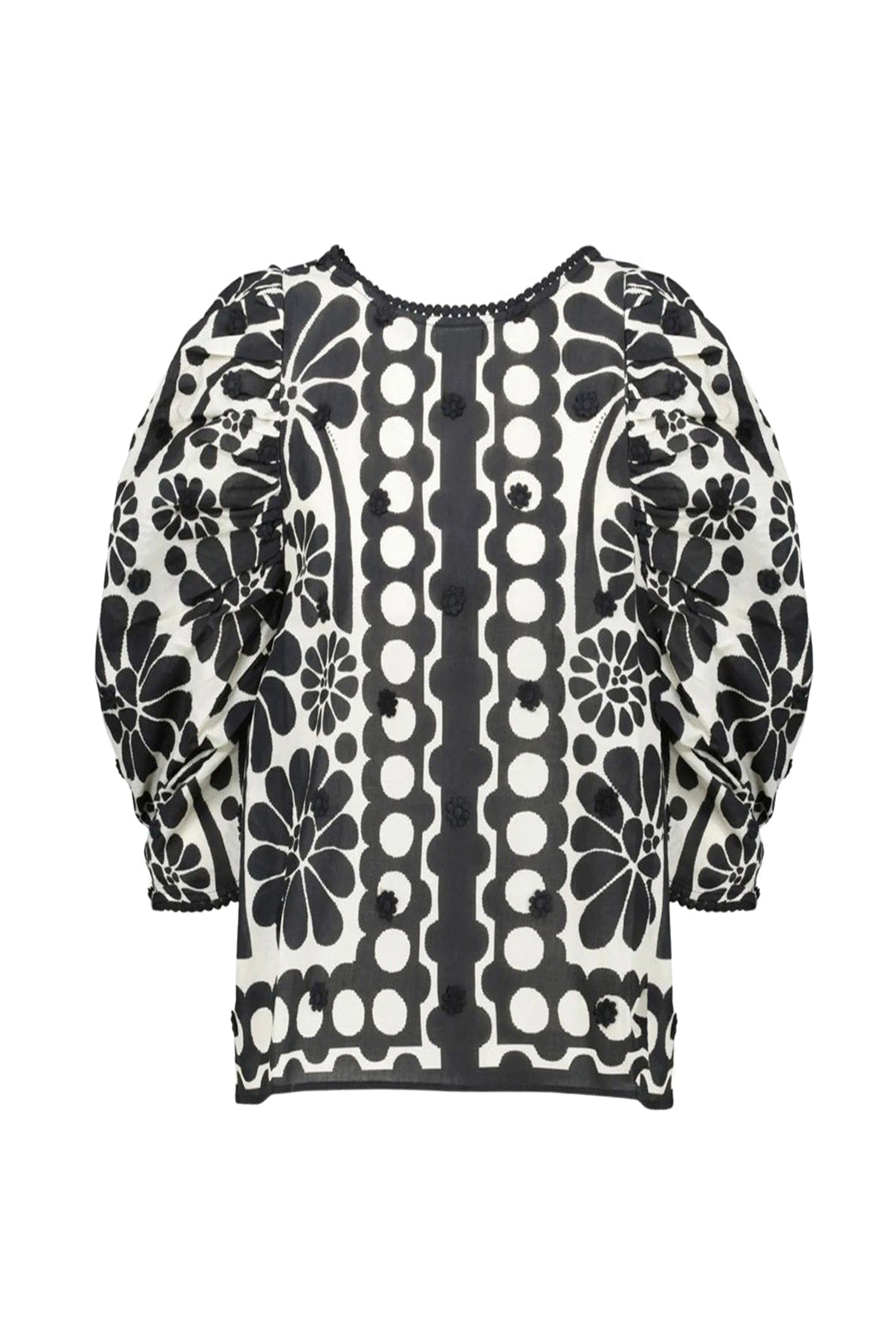 Blouse à manches bouffantes Palermo en coton - Noir