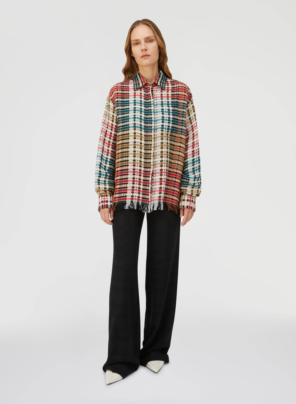BLACK WEAVE SUPERLIGHT CASHMERE PANTS