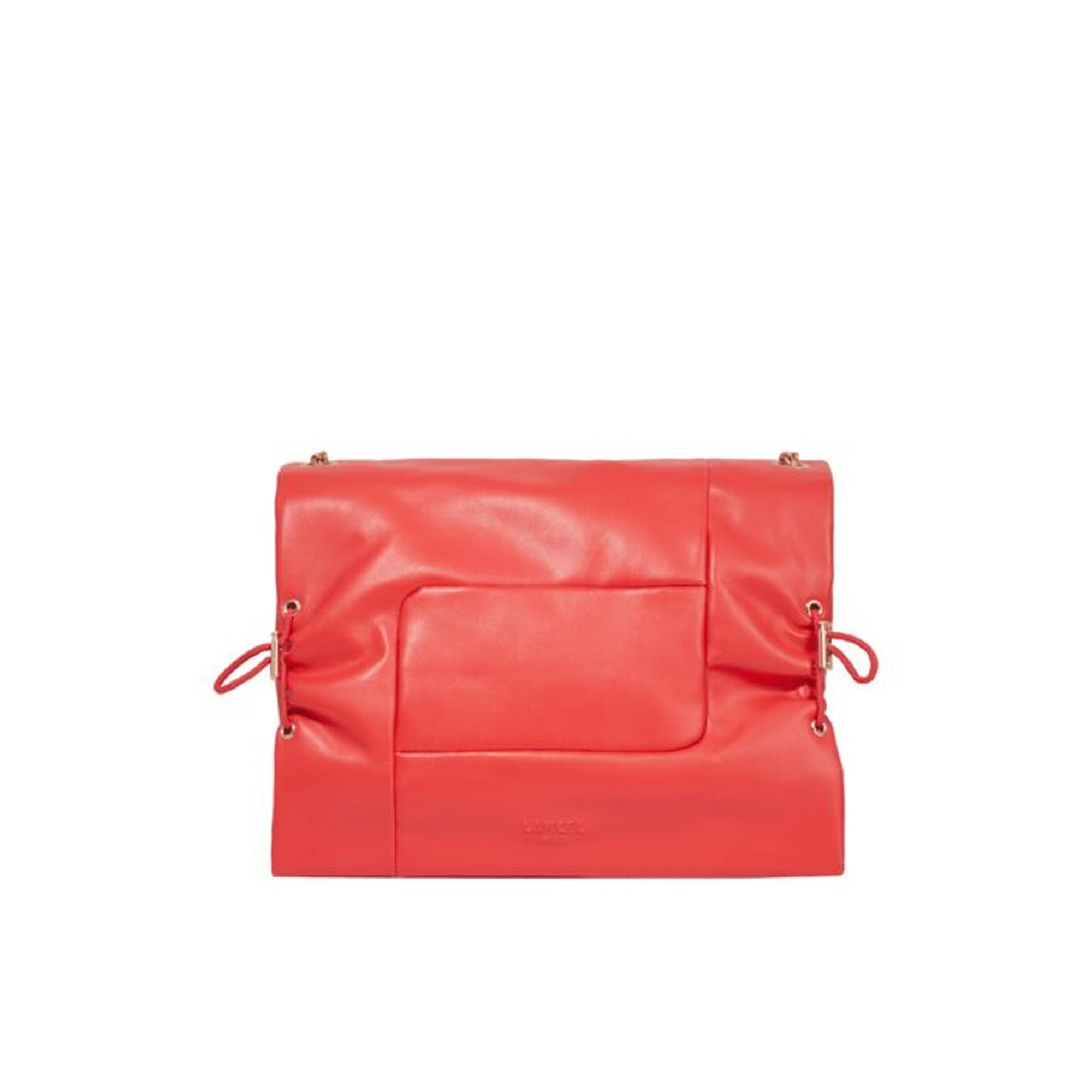 Grand sac à rabat Billie en cuir matelassé - Tomate