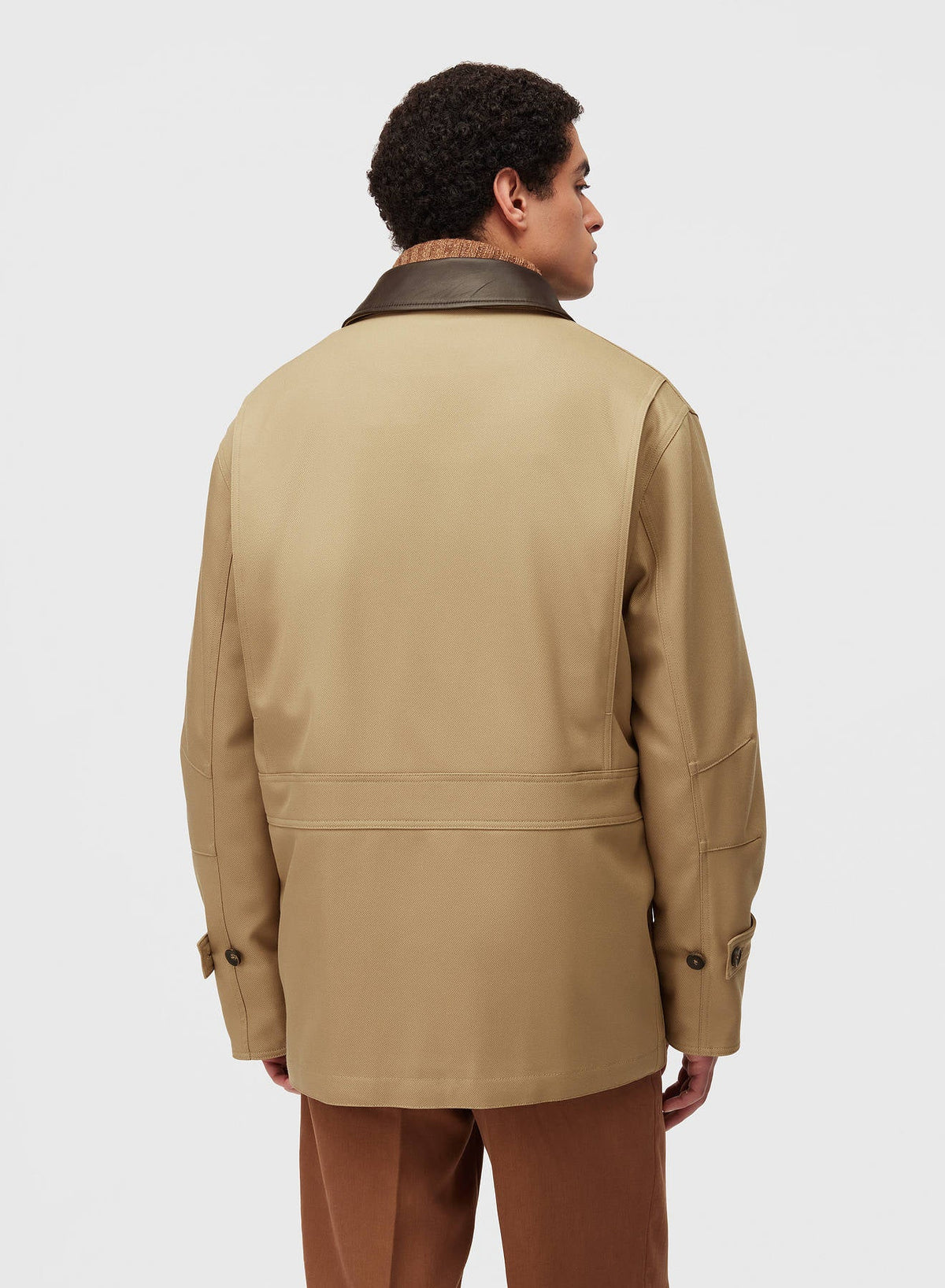 SAND AND CHOCOLATE FIELD JACKET WITH LEATHER DETAILS (NR)