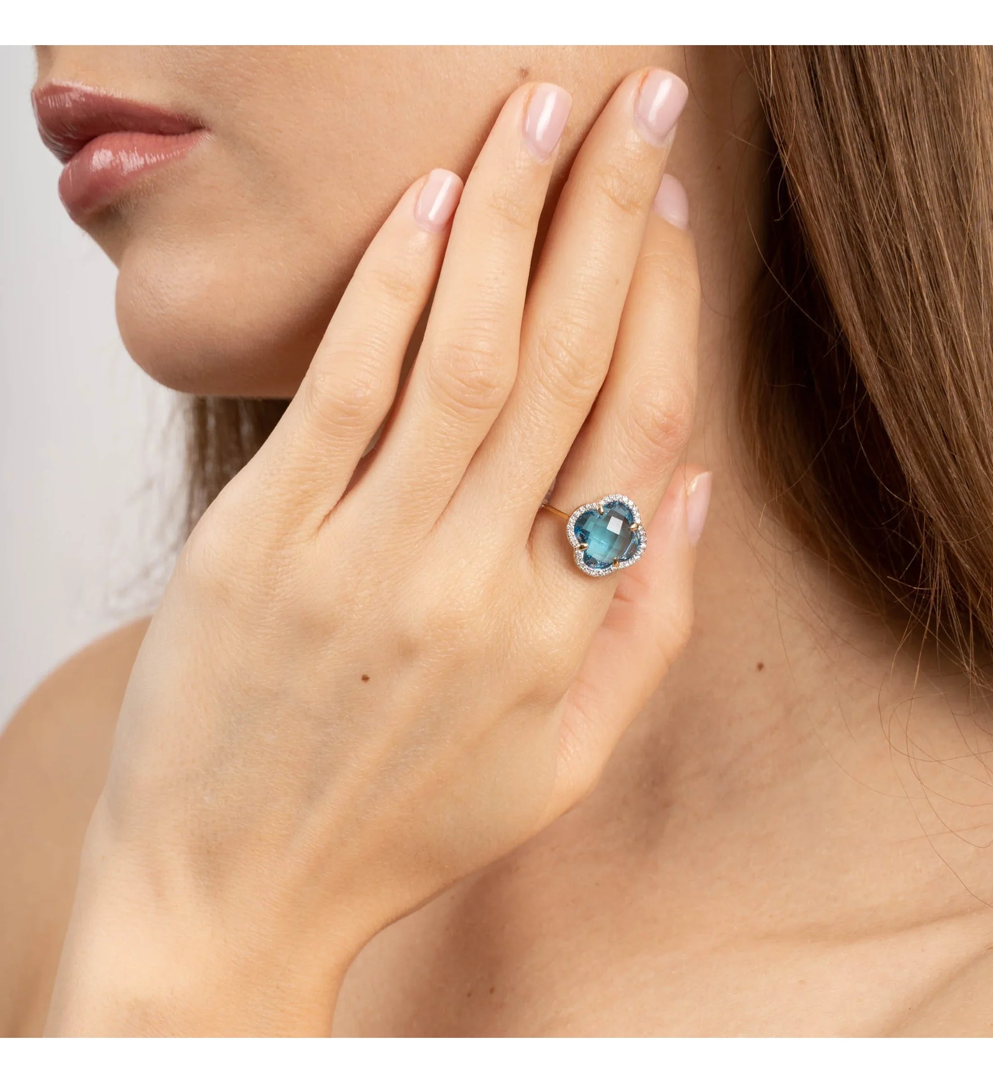 Bague Victoria Diamant en or blanc & Topaze et Saphir - Bleu