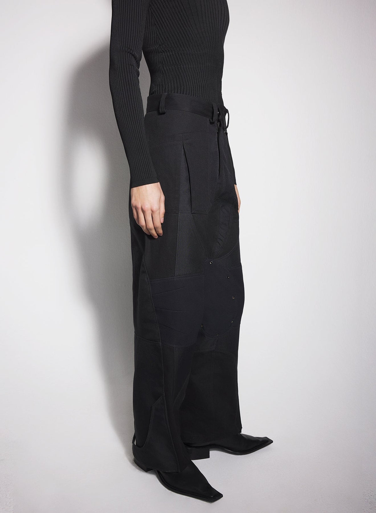 BLACK/BLACK // black technical fabric cargo pants