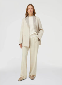 IVORY DAMIER WOOL AND SILK JACQUARD CREWNECK