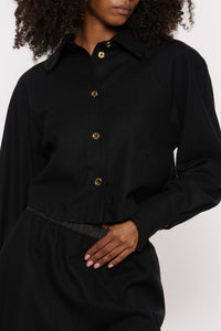 Chemise courte en laine - Noir
