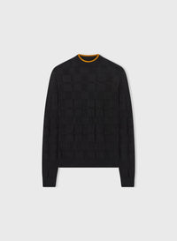 BLACK AND CAMEL JACQUARD DAMIER ROLLNECK
