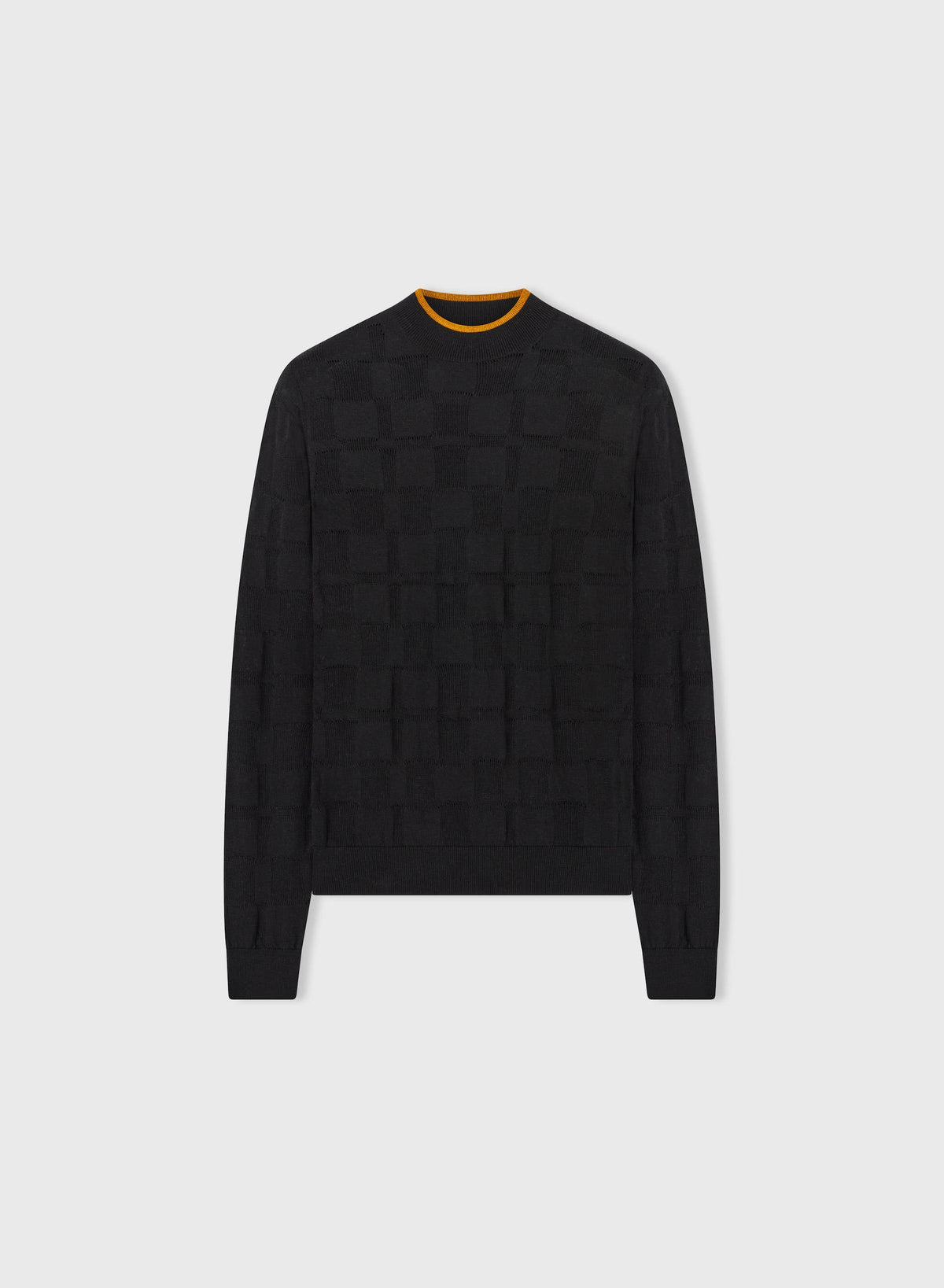 BLACK AND CAMEL JACQUARD DAMIER ROLLNECK