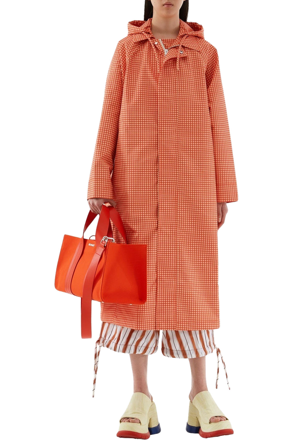 Long plaid trench coat - Red