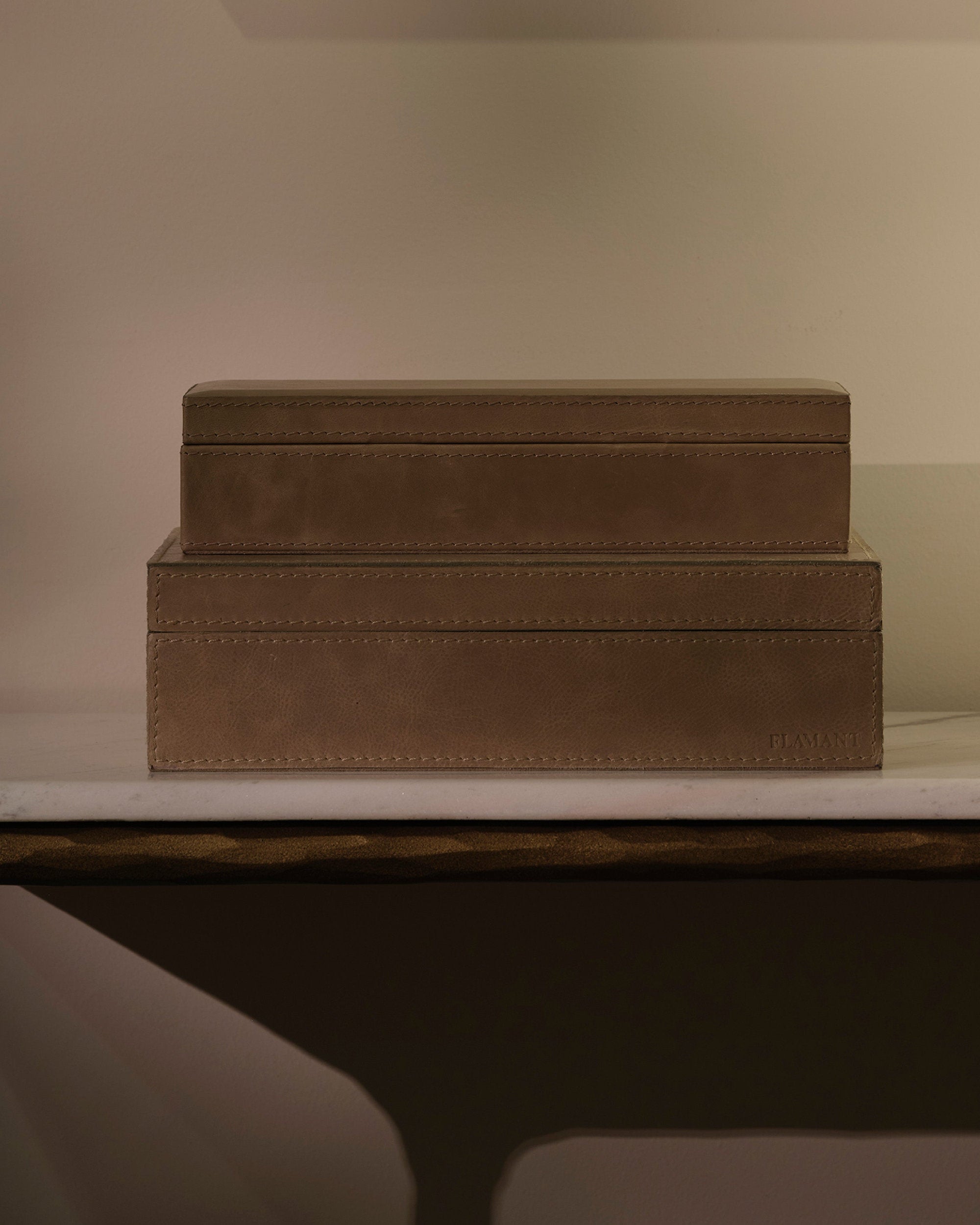 Boîte à bijoux Tuscon rectangulaire  en cuir - Brown