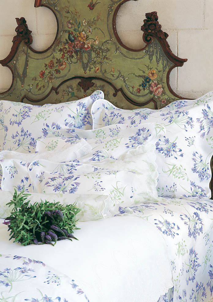 Housse de couette Fleurs d'amour en percale de coton - Bleu & Violet & Vert