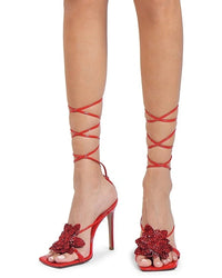 Sandales Flora 105 avec cristaux en cuir verni - Red