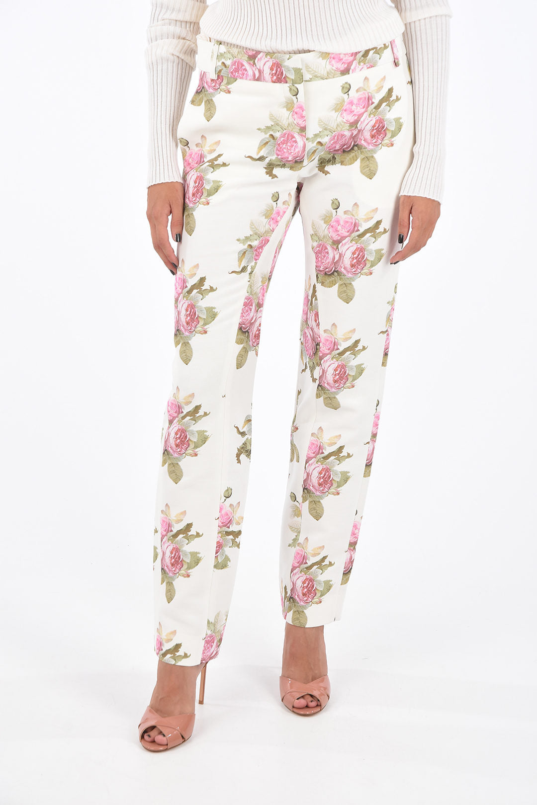Pantalon tailleur imprimé bouquets - Light Beige Bouquet