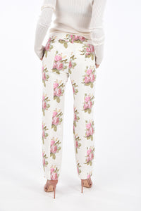 Pantalon tailleur imprimé bouquets - Light Beige Bouquet