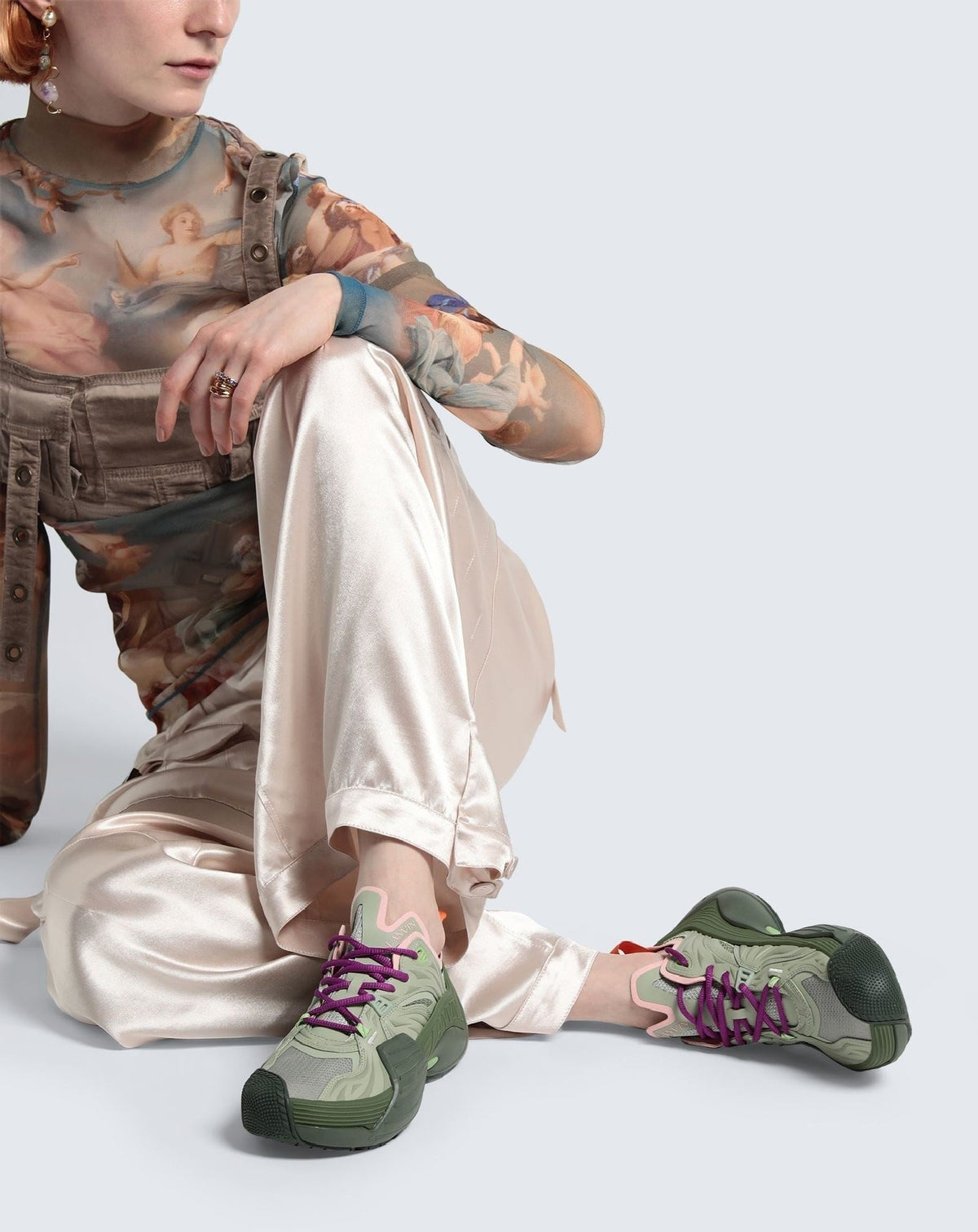 Lanvin flash-x low top sneakers - Khaki & sauge
