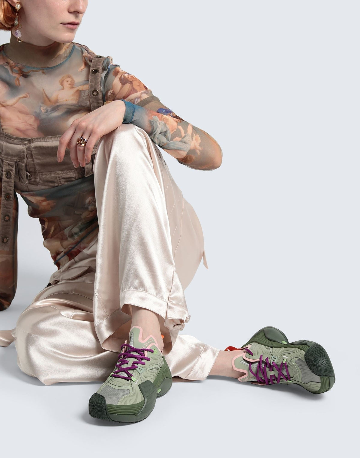 Lanvin flash-x low top sneakers - Khaki & sauge
