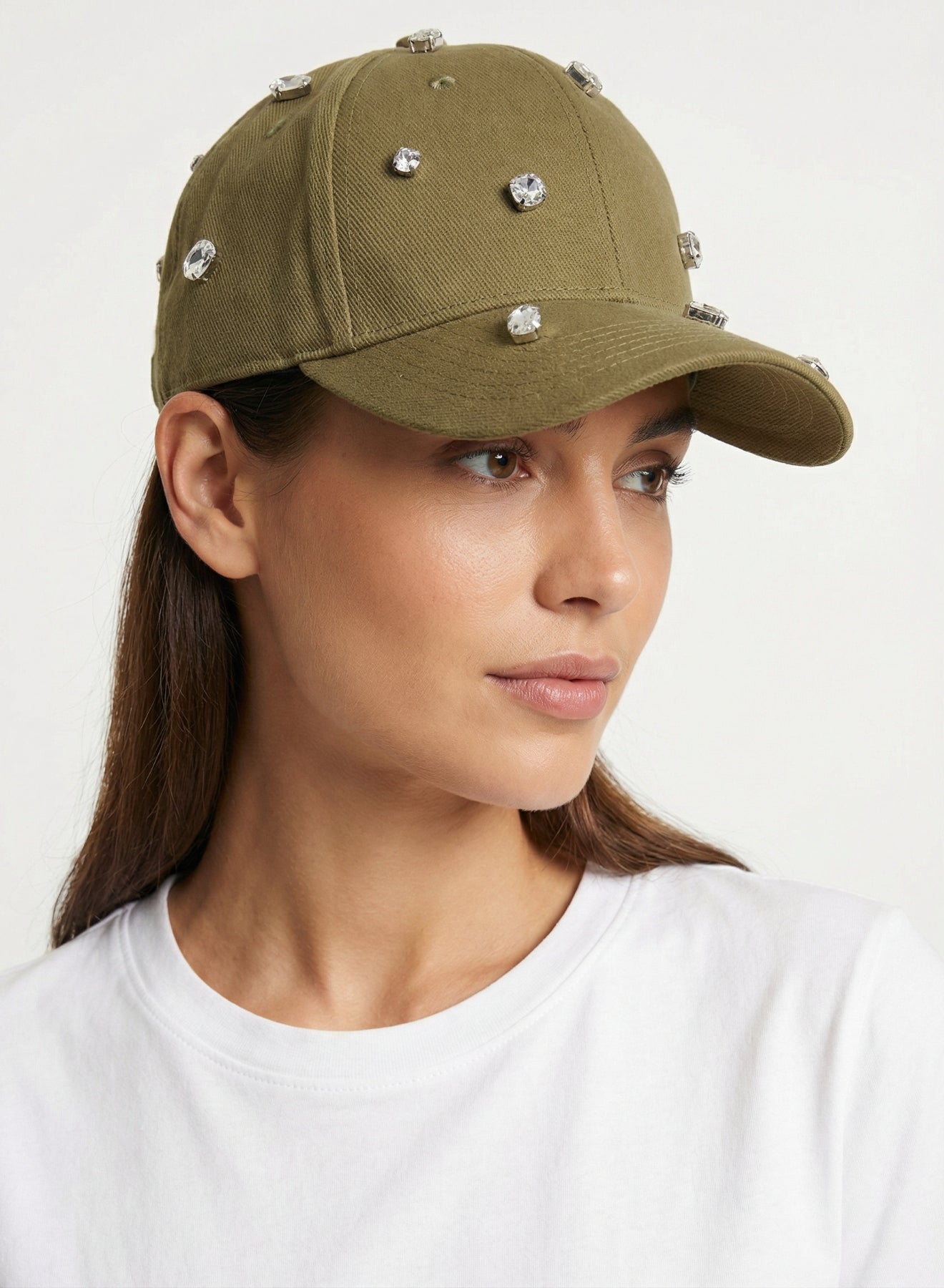 Casquette avec strass - Khaki