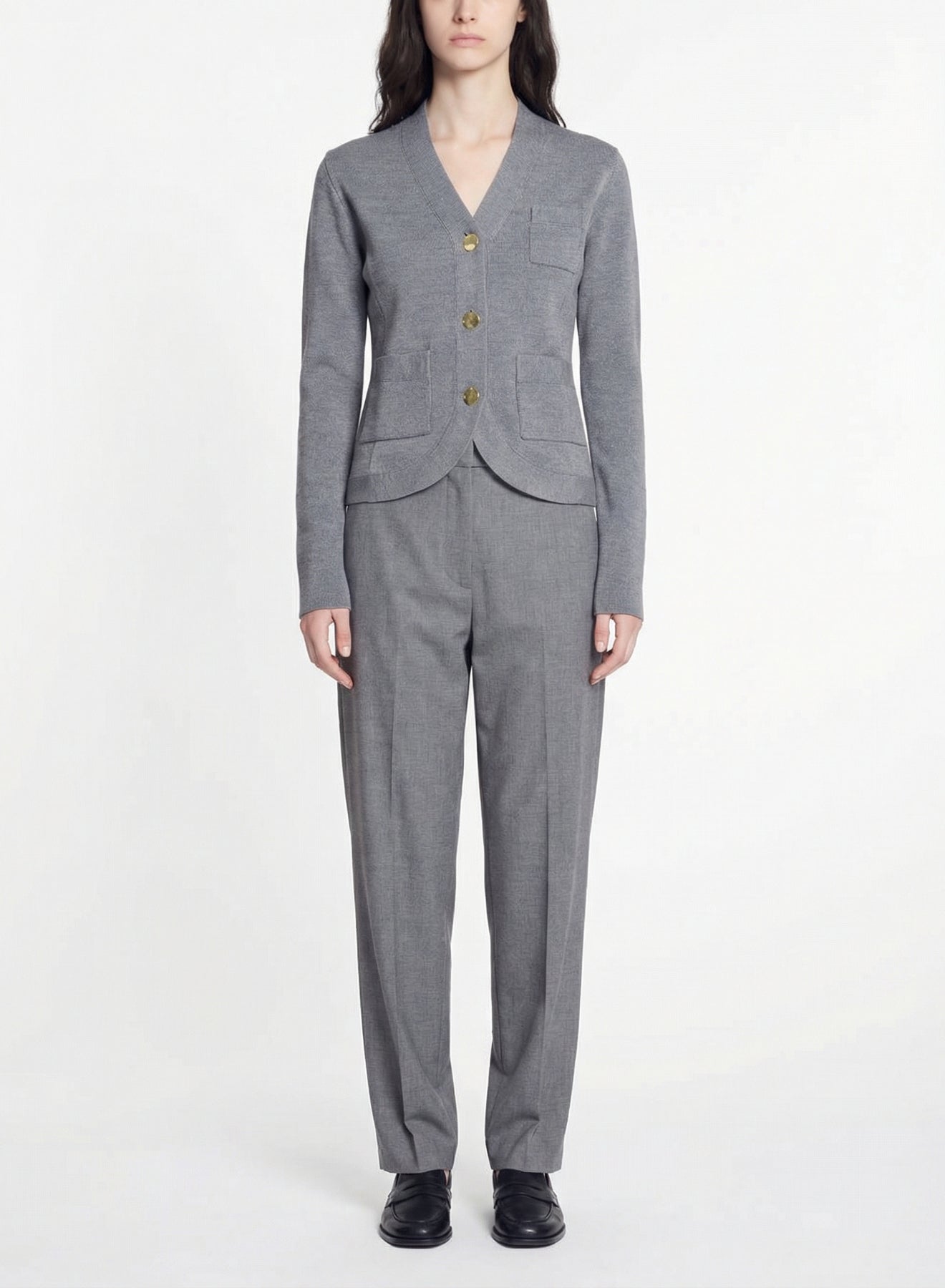 Veste coupe slim en laine - Stone