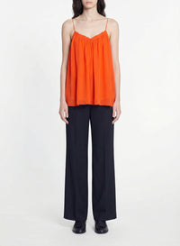 Silk blend round neck top - Papavero
