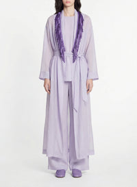 Linen fringed kimono - Lilac