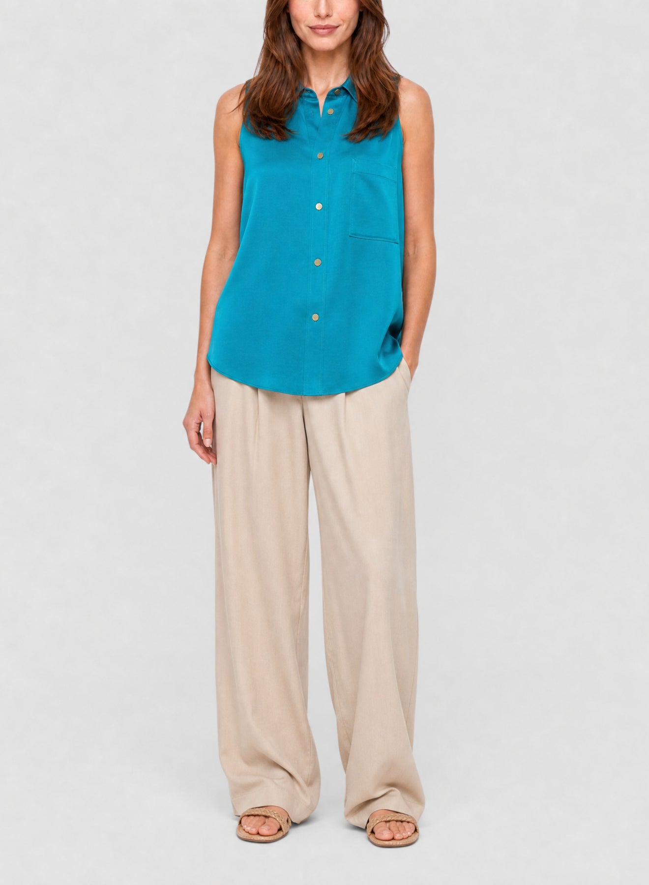 Chemise oversize sans manches - Ciel