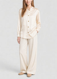 Chemise à col duchesse et boutons métalliques - Ivory