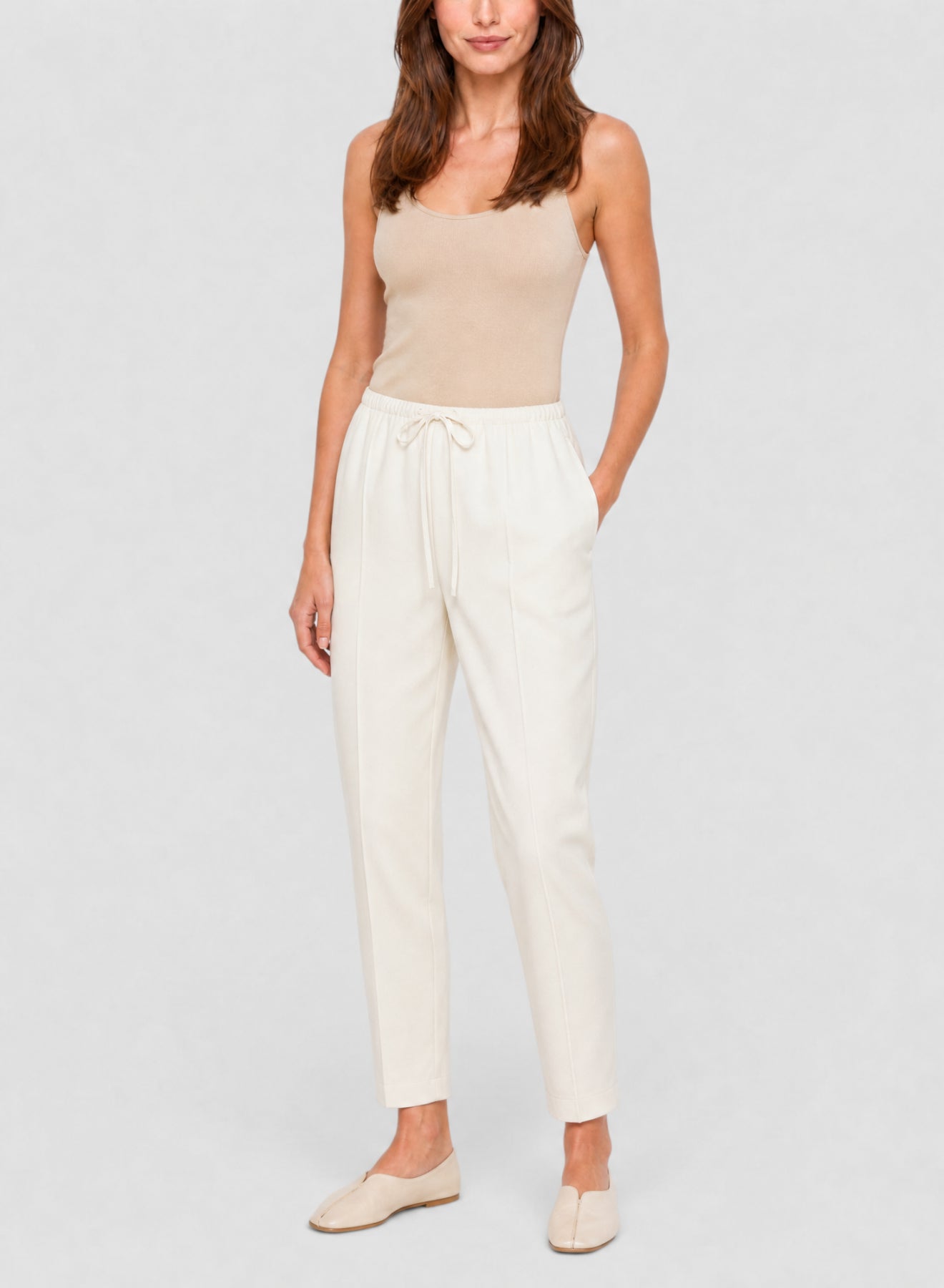 Pantalon élastiqué en laine - Rice