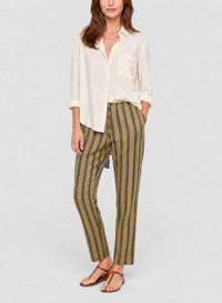 Pantalon élastiqué en laine mélangé - Gold