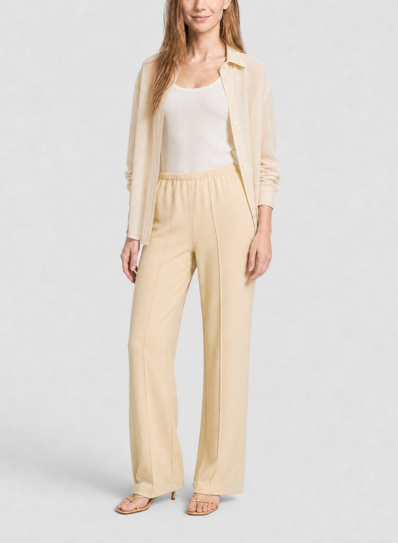 Pantalon évasé à taille élastiquée - Honey