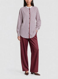 Chemise Grand-Père à col contrasté - Rose
