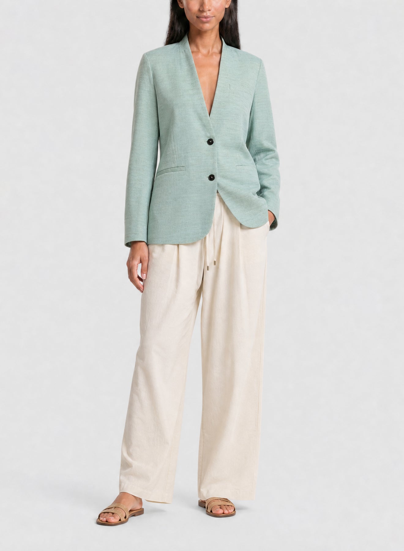 Veste sans col en lin mélangé - Breeze