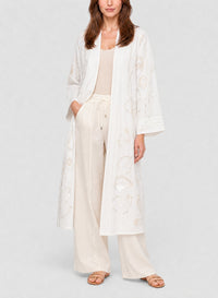 Manteau long en taffetas brodé Pearl Suite - Bianco