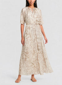 Robe évasée en soie à imprimé Nuages Fleuris - Perla