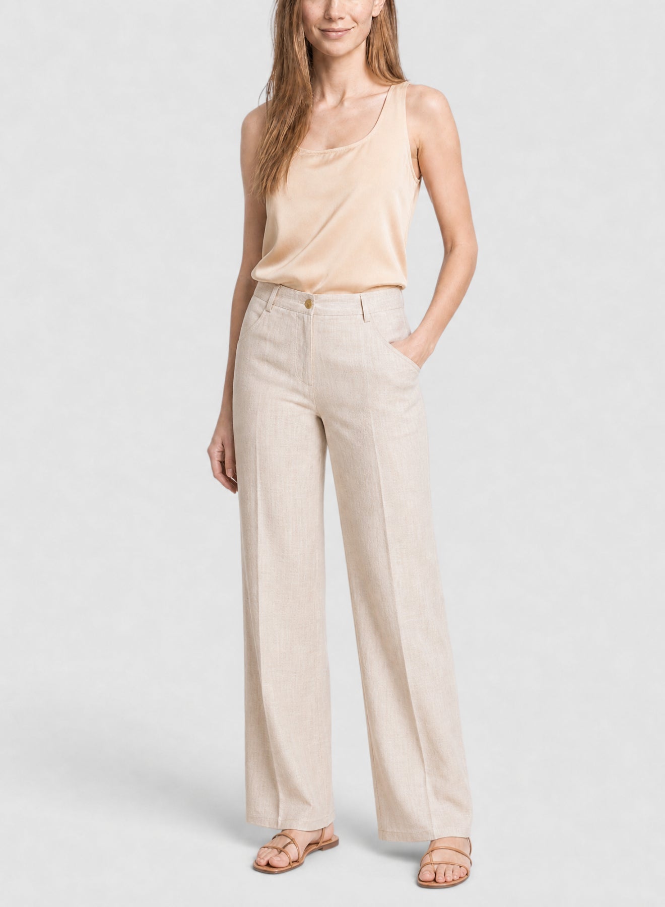 Pantalon 5 poches et lin fil-à-fil - Pesco