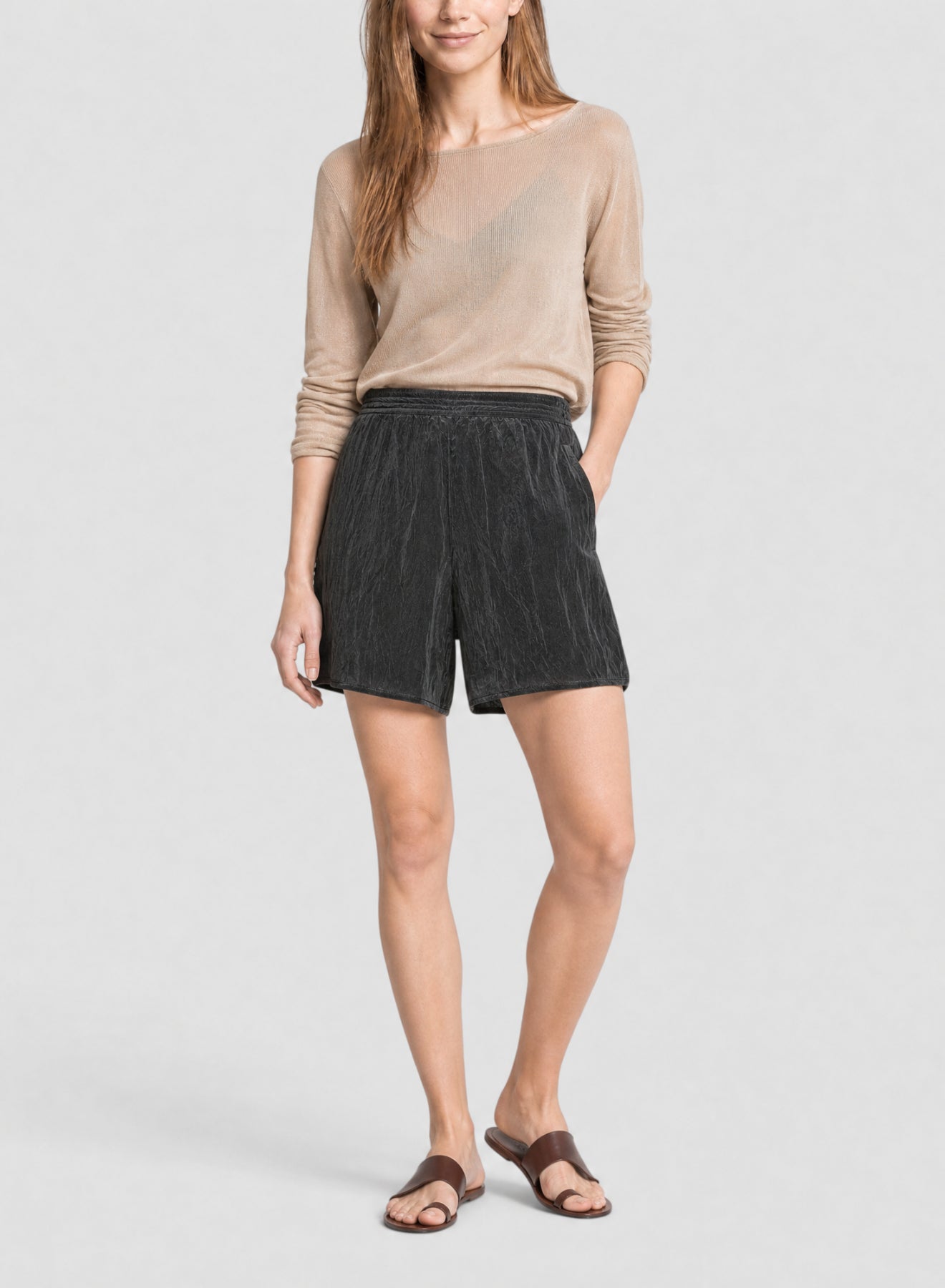 Short à taille haute - Noir