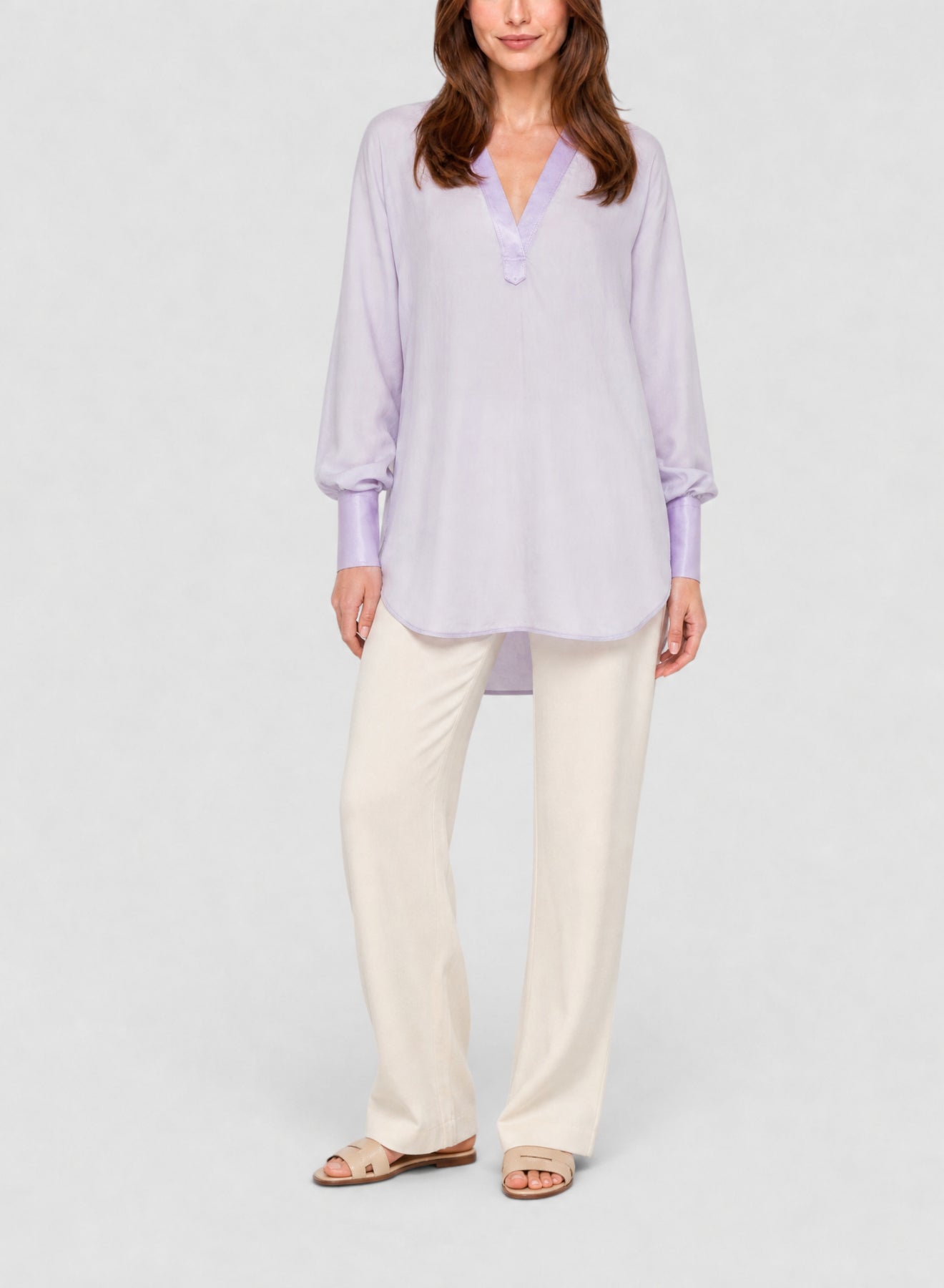 Chemise avec détails en soie mélangée - Lilac