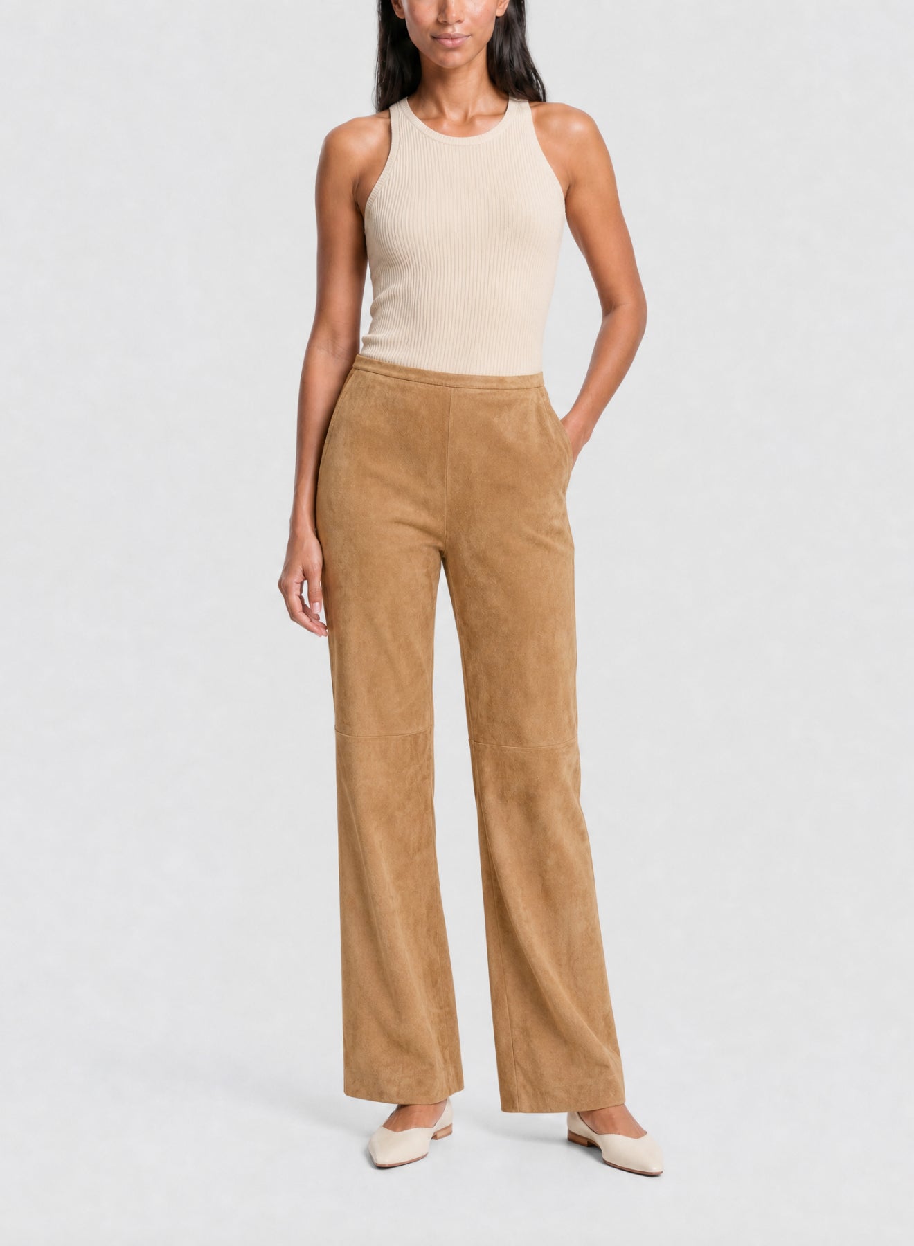 Pantalon taille haute en daim - Noce