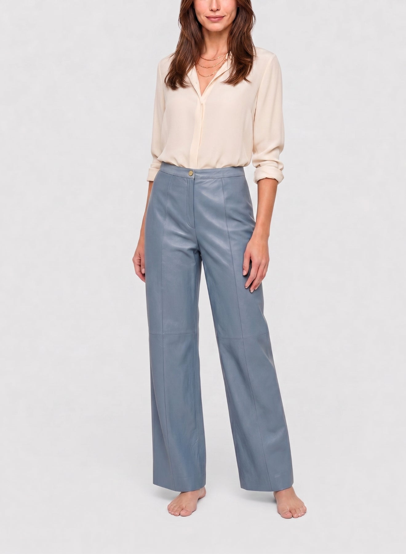 Pantalon taille haute en cuir - Nuage