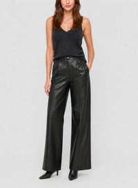 Pantalon taille haute en cuir - Nero