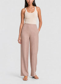 Pantalon à taille haute en laine - Poudre