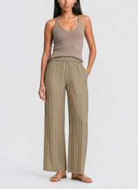 Pantalon plissé à chevrons et rayures fines en laine - Noce