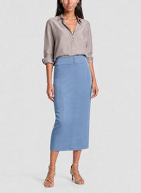 Jupe crayon en satin - Ceruleo