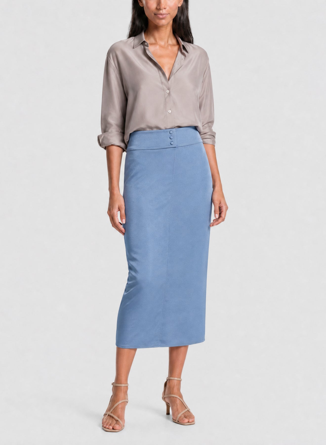 Jupe crayon en satin - Ceruleo