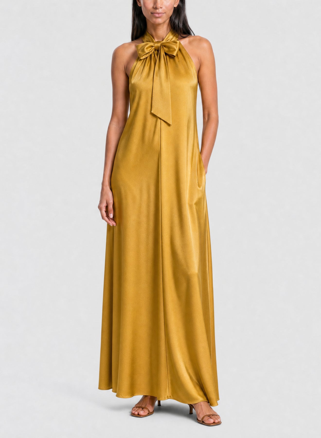 Robe en soie extensible avec nœud papillon - Ambra