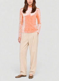 T-shirt à col roulé en velours irisé - Tangerine