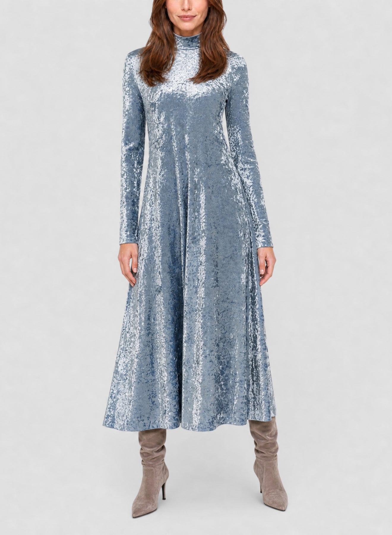 Robe à col roulé en velours stretch irisé - Nebbiolina
