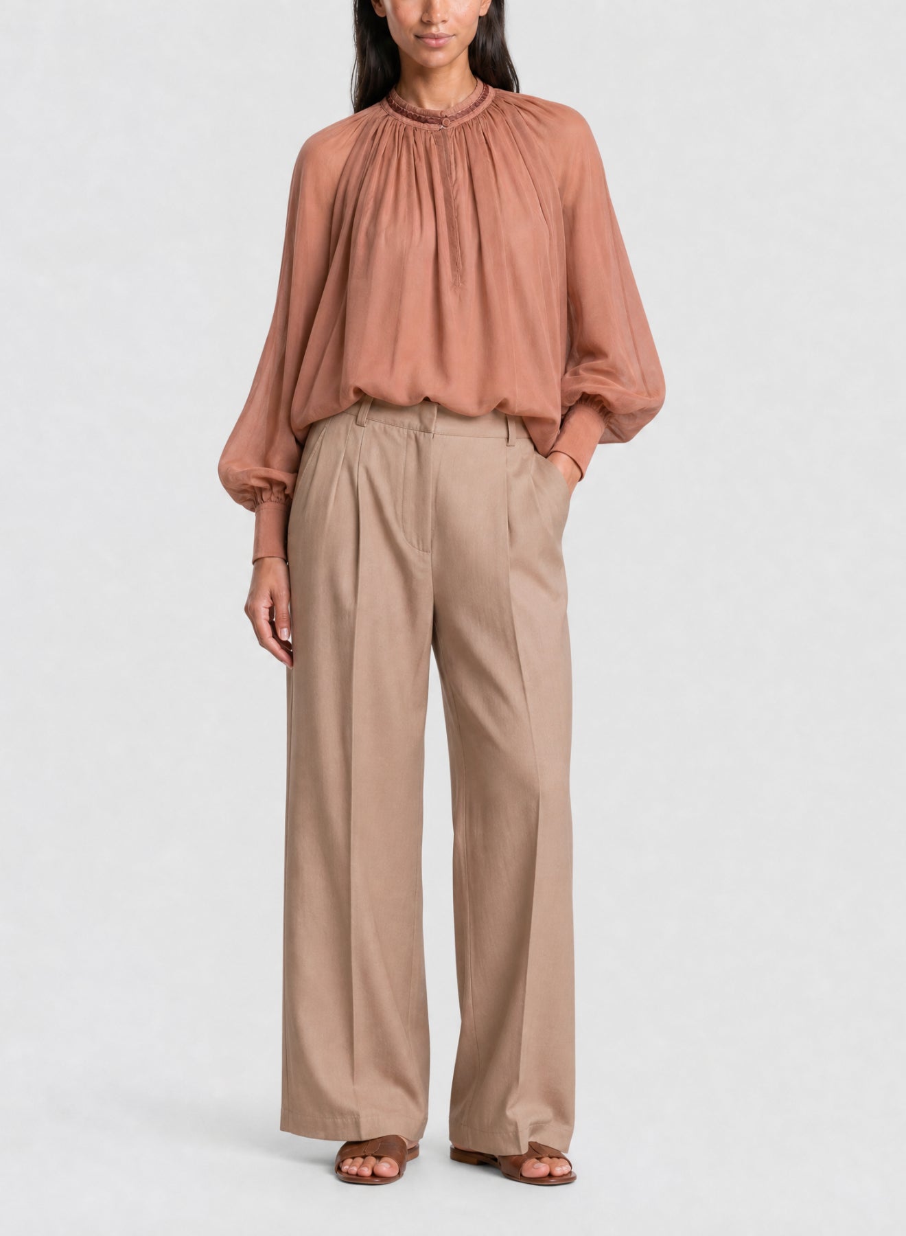 Chemise en soie mélangée - Poudre