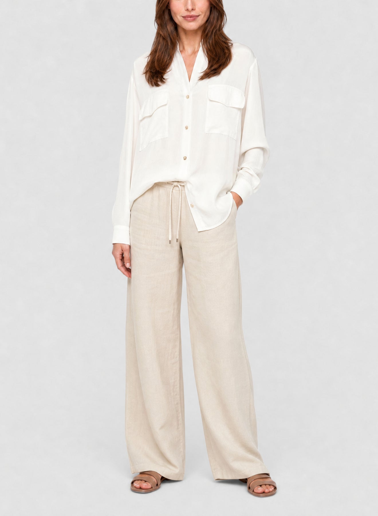 Chemise en soie mélangée - Bianco