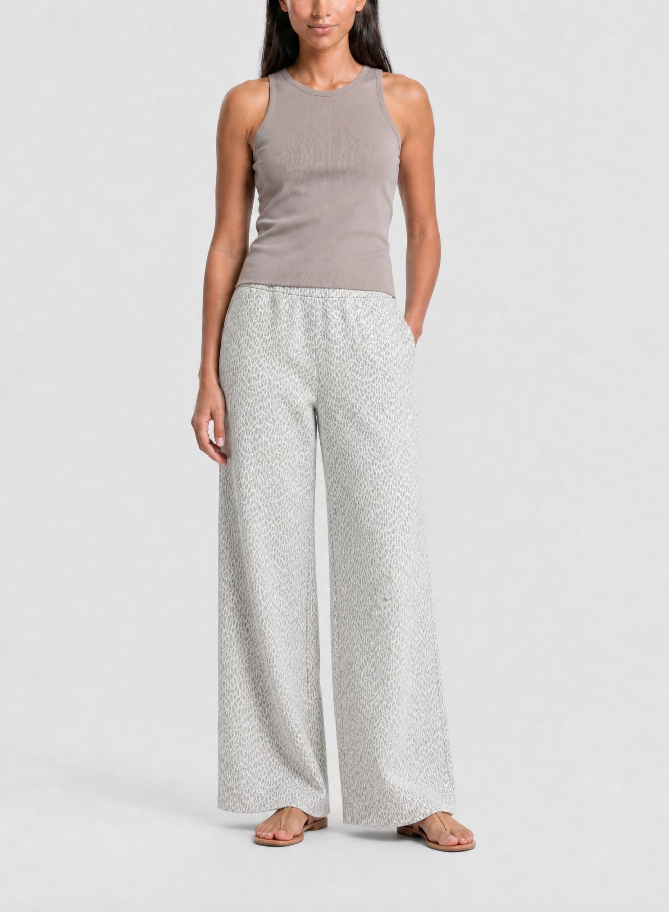 Pantalon large en molleton imprimé Ocelot - Gris