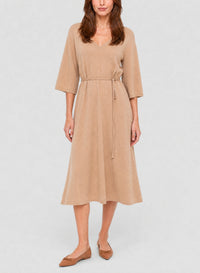 Robe midi en laine cachemire mélangé - Noisette